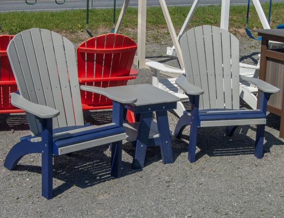 Raised Adirondack Chairs & Two Tier Table Poly Lumber Outdoor Patio Furniture