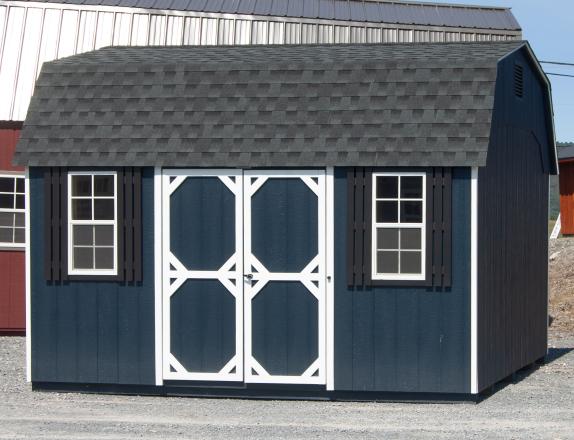 10x14 Dutch Barn Style Storage Shed with Midnight Blue LP Smart Siding